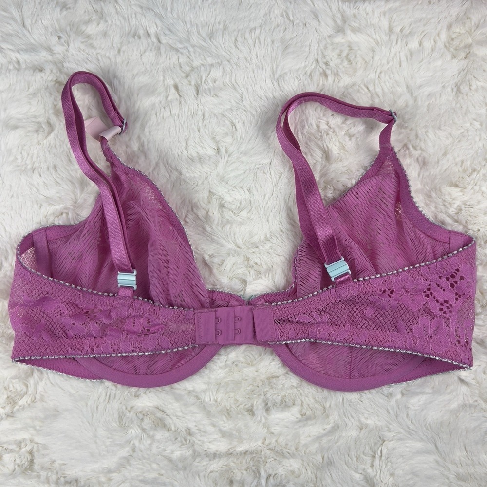 Victoria's Secret Tease Unlined Lace Demi Bra Hot Pink Underwire Size 36D NWT - Picture 2 of 9
